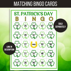 St. Patrick's Day Bingo, 50 St. Patrick's Bingo Cards, St. Patrick's Day Game, St. Paddy's Game for Kids, St. Patrick's Day Party Game