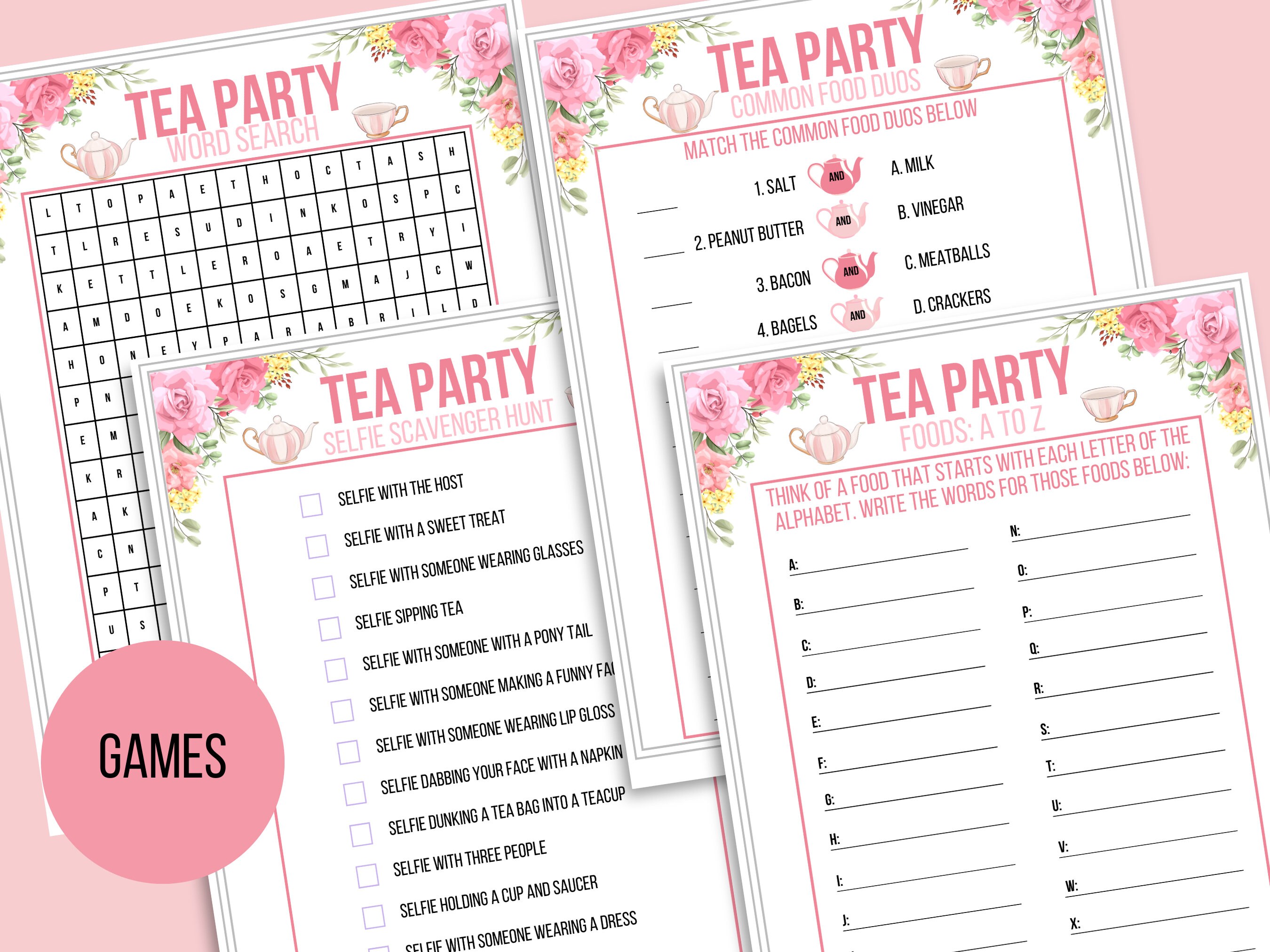 Tea Party Games Printable Bundle Tea Party Activities Ladies - Etsy