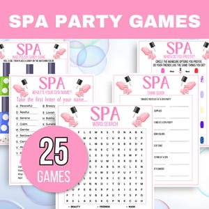 Spa Party Games Printable, Spa Party Activities, Girls Spa Party Games, Spa Game Bundle, Kids Spa Party Birthday Games, Spa Bingo Game