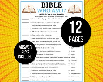 Bible Who Am I Trivia Game Bundle, Bible Trivia, Bible Riddles, Bible Who am I Riddles, Bible Study, Sunday School, Bible Who Am I Match Up