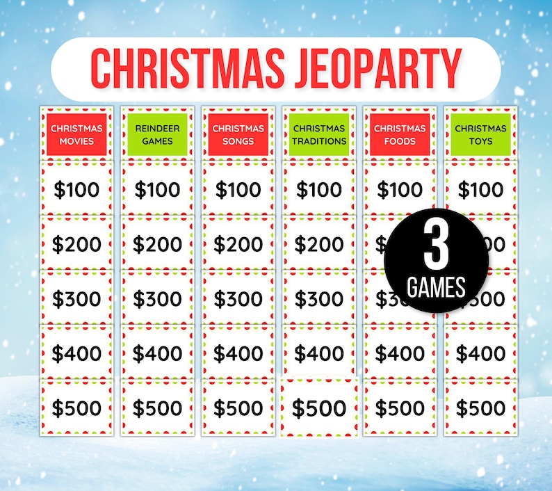 Christmas Jeoparty Game Bundle, Christmas Jeoparty Games, Christmas Jeoparty, Christmas Jeoparty Games for Kids, Teen Christmas Game, Trivia