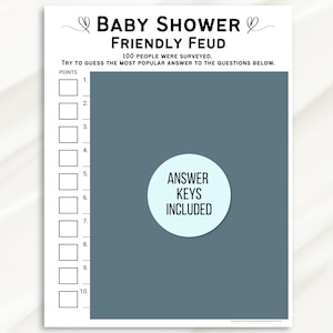 Baby Shower Family Feud Game, Friendly Feud Baby Shower Game, Baby Family Feud Game, Baby Shower Games Printable, Baby Sprinkle Games, Baby