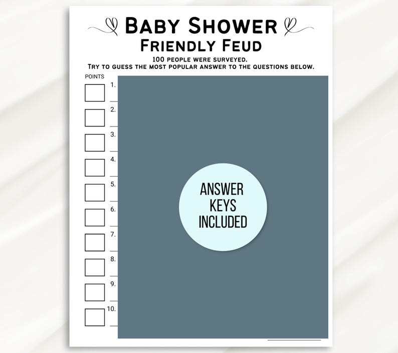 Baby Shower Family Feud Game, Friendly Feud Baby Shower Game, Baby Family Feud Game, Baby Shower Games Printable, Baby Sprinkle Games, Baby