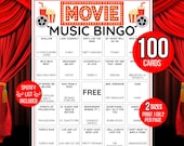 Movie Music Bingo, Movie Soundtrack Bingo, Music Bingo, Movie Soundtrack Songs Game, Music Bingo with Playlist, Music Office Party Game