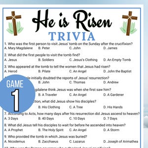 Easter Bible Trivia, Resurrection Trivia, He is Risen Trivia, Religious Easter Trivia, Holy Week Trivia, Bible Easter Games, Easter Activity