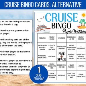 Cruise Bingo, Cruise Games, 50 Cruise Bingo Cards, Cruise Ship People Watching Bingo, Cruise Ship Game, Cruise Vacation Game, Family Cruise