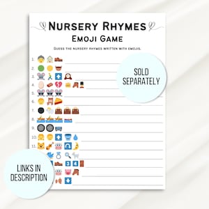 Children's Book Emoji Game, Emoji Children's Book Game, Baby Book Emoji Game, Baby Shower Emoji Game, Emoji Printable, Baby Emoji Game