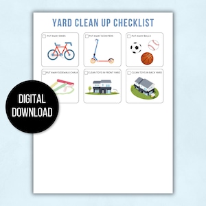 Kids Cleaning Checklist with Pictures, Kids Tidying Checklists, Kids Chore Chart, Kids Chore List, Kids Daily Routines, Kids Weekly Chores
