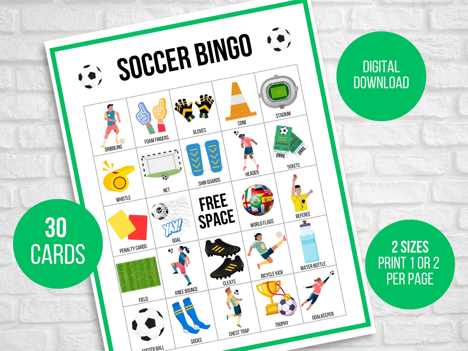 Soccer Bingo 30 Unique Printable Soccer Bingo Cards Soccer Etsy