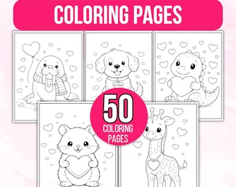 Valentines Coloring Pages for Kids Preschoolers Toddlers, Valentines Coloring Book, Valentines Coloring Sheets, Valentines Coloring Pages