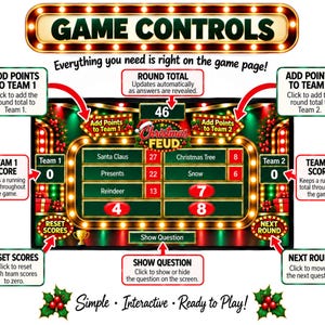 Christmas Friendly Feud Game, Christmas Friendly Feud Game, Friendly Feud Template, Friendly Feud, Christmas Activity, Christmas Party Game