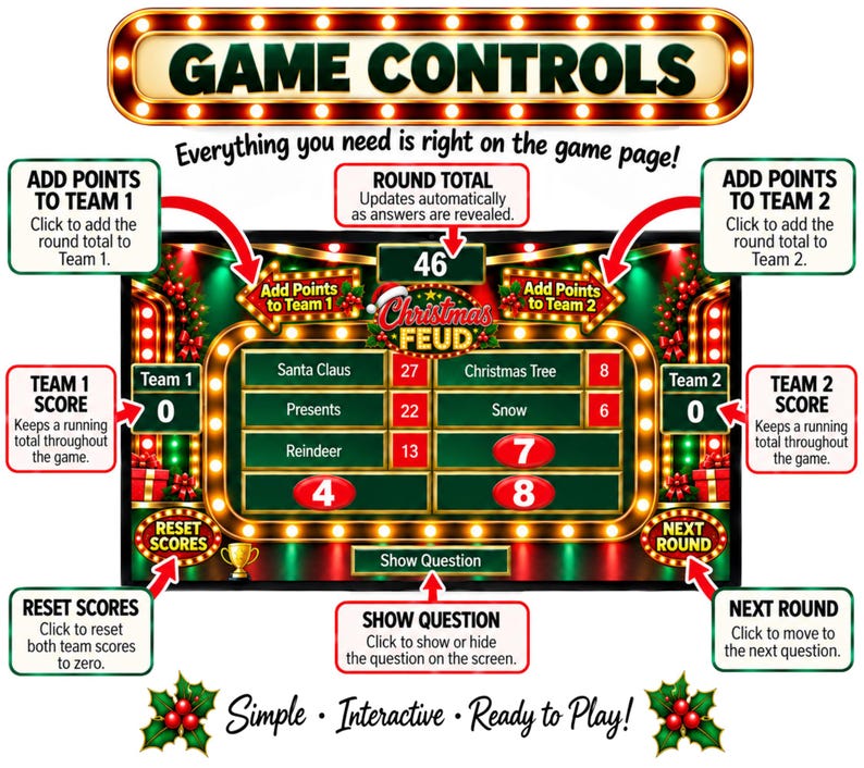 Christmas Friendly Feud Game, Christmas Friendly Feud Game, Friendly Feud Template, Friendly Feud, Christmas Activity, Christmas Party Game
