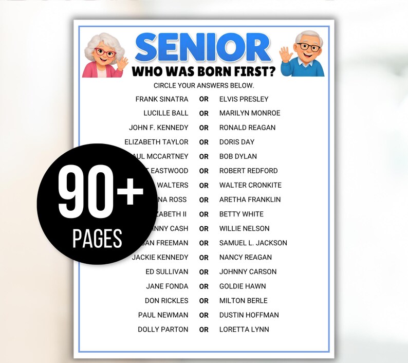Senior Games Bundle, Activities for Seniors, Assisted Living Games, Nursing Home Activities, Senior Center Games, Senior Trivia, Senior