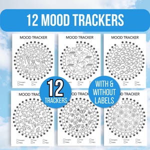 12 Monthly Mood Trackers, Mood Tracker Journal, Monthly Mood Trackers, Printable Bullet Journal Trackers, Bullet Journal Inserts, Mood Color