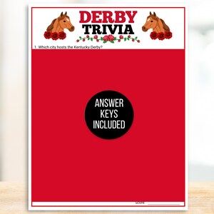 Kentucky Derby Trivia Game, Kentucky Derby Game, Kentucky Derby Trivia Games, Kentucky Derby Party Game, Kentucky Derby Fact or Fiction