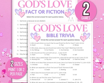 Gods Love Bible Trivia Game, Gods Love Game, Valentine’s Bible Trivia Game, Valentine&#39;s Day Christian Trivia, Valentine&#39;s Sunday School Quiz