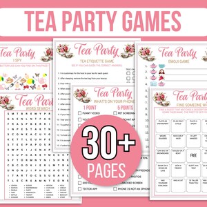Tea Party Games Printable, Tea Party Activities, Girls Tea Party Games, Tea Party Bundle, Garden Tea Party, Kids Tea Party Games, Pink