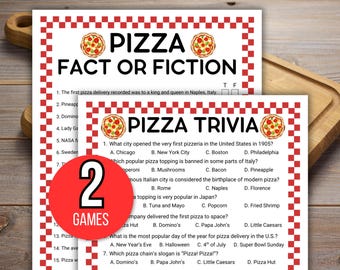 Pizza Trivia Games, Pizza Games, Pizza Trivia, Pizza Party Game, Pizza Fact or Fiction Game, Italian Food Game, Pizza Birthday Activities