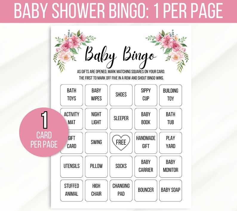 50 Baby Shower Bingo Cards, Baby Bingo Game Cards, Baby Gift Bingo ...