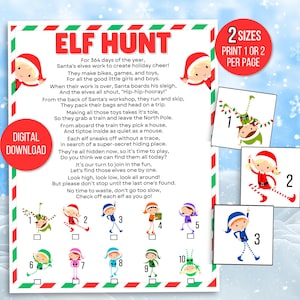 Búsqueda del tesoro navideña, juego de búsqueda de elfos, búsqueda del tesoro navideña, búsqueda navideña imprimible, juego navideño para niños, juego de búsqueda del tesoro de elfos
