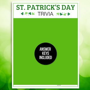 St. Patrick's Day Trivia Game, St. Patrick's Day Game, St. Patrick's Trivia Game, St. Patrick's Day Party Game, St Patrick's Fact or Fiction