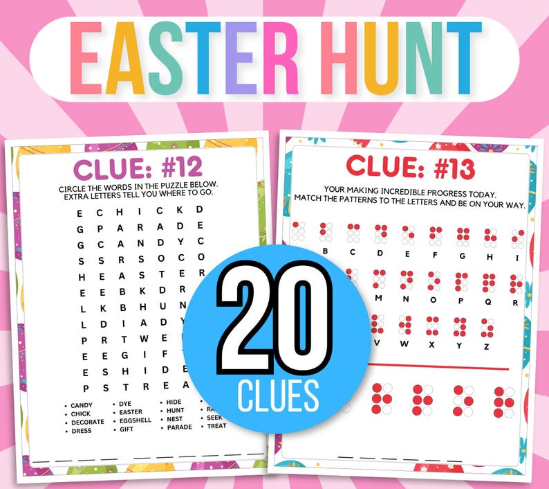Indoor Easter Treasure Hunt For Teens, Easter Scavenger Hunt, Treasure Hunt Easter Clues, Teens Easter Escape Room Puzzles, Easter Hunt
