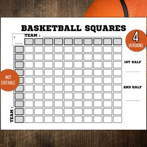 NCAA Basketball Squares, Basketball Squares, 2025 NCAA Basketball Pool, Basketball Party Games, Basketball Games, Basketball Activity