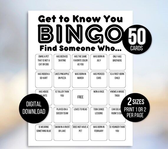 People bingo (getting to know each other)