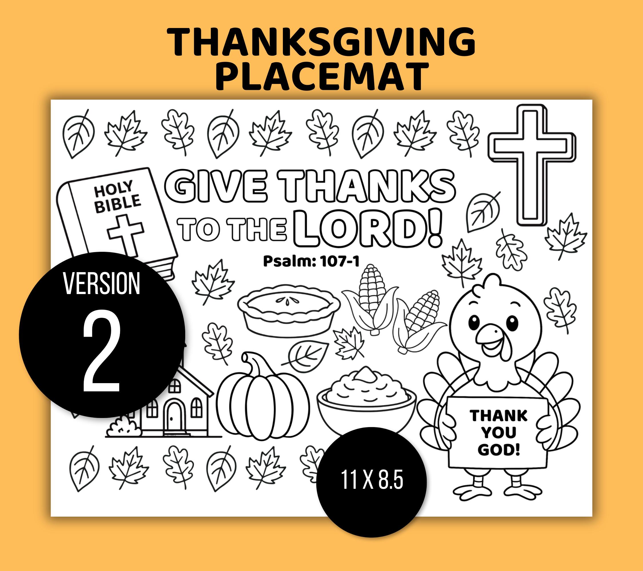 Thanksgiving Bible Activity Placemat Printable, Bible Coloring Page ...