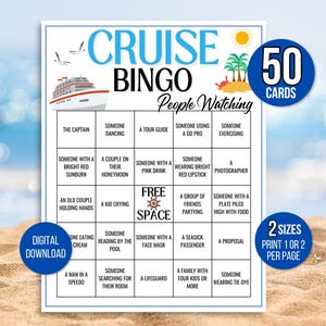 Bingo sur une croisière, Jeux de croisière, 50 cartes de bingo sur la croisière, Passants sur un bateau de croisière regardant le bingo, Jeu sur le bateau de croisière, Jeu de vacances en croisière, Croisière en famille
