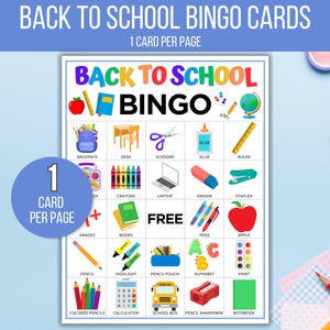 Back to School Bingo, Back to School Games, School Bingo, Welcome Back Bingo, First Day of School Bingo, Back to School Activity