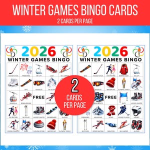 Winter Games Bingo, 50 Winter Games Bingo Cards, Winter Games, Winter Games Activity, Kid's Printable Bingo, Kids Winter Games, Sports Bingo