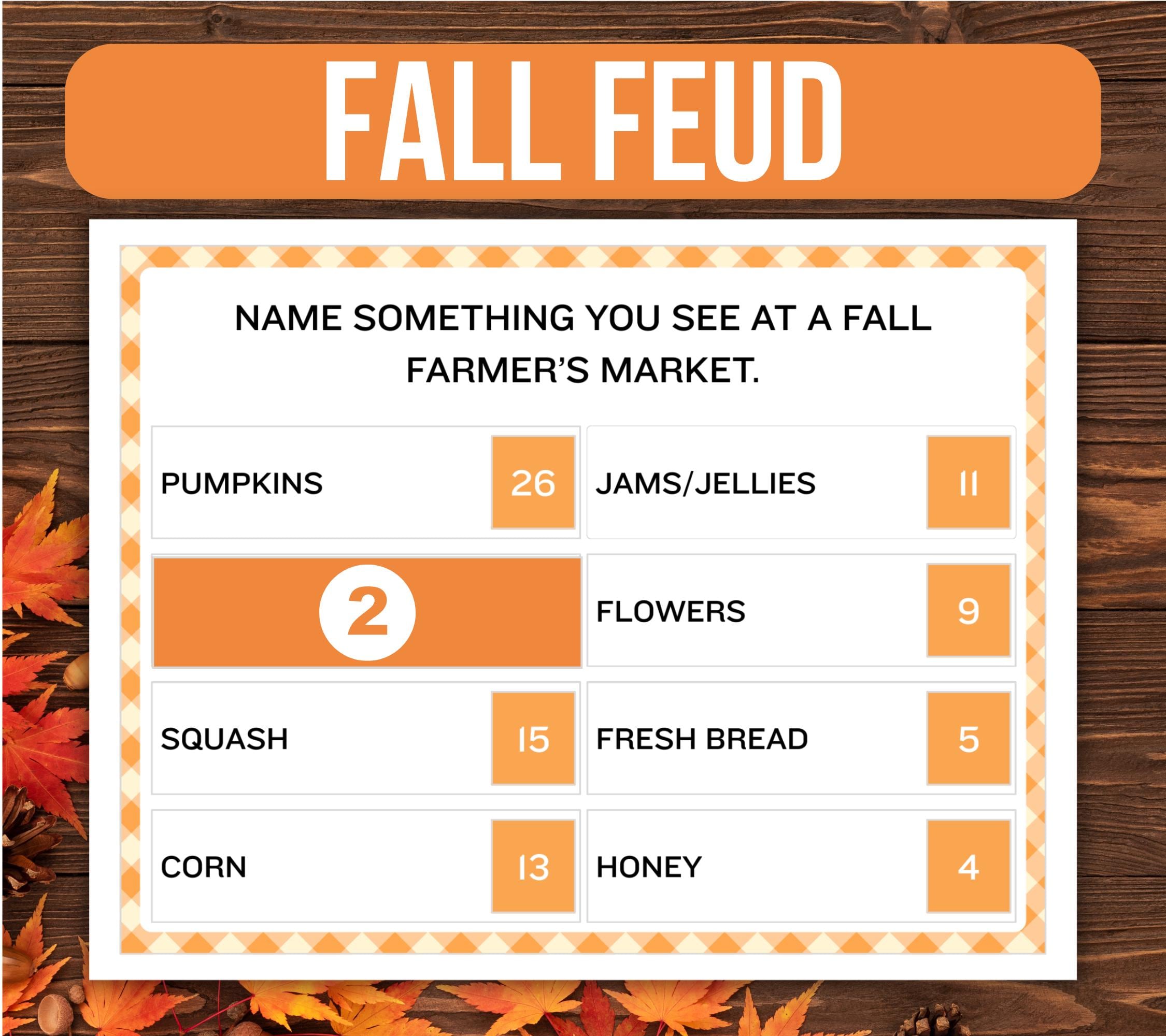 Fall Feud Game, Autumn Feud Game, Fall Activity, Fall Game, Fall ...