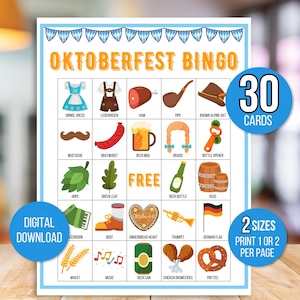 Oktoberfest Bingo, 30 Oktoberfest Bingo Cards, Oktoberfest Activity, Oktoberfest Party Game, Oktoberfest Game, Oktoberfest Themed Party