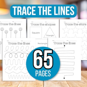 65 Preschool Line Tracing Worksheets, Line Tracing Printable, Preschool Line Tracing Worksheets, Tracing Book, Kindergarten Tracing Pages