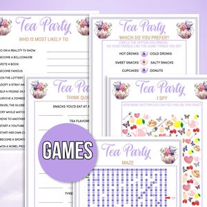 Tea Party Games Printable, Tea Party Activities, Girls Tea Party Games ...
