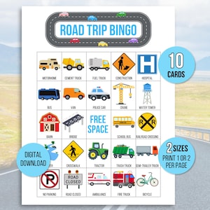 Bingo de viagem, 10 cartões de bingo de viagem para impressão, bingo de viagem, jogo de viagem em família, jogo de festa em viagem, atividade de viagem, família