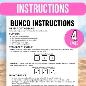 Summer Bunco Score Sheet, Summer Bunco, Summer Bunco Game, Summer Bunco Scorecards, Bunco Game Rules, Bunco Table Numbers, Bunco Tally Sheet