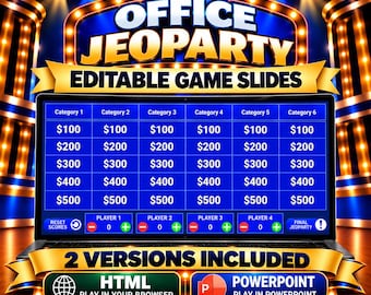 Editable Office Jeoparty Template, Office Jeoparty Game, Jeoparty Template, Jeoparty Customizable Game, Virtual Party Game, Office Trivia