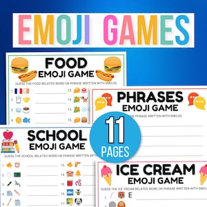 Emoji Games Bundle, Emoji Party Games, Emoji Games, Fun Emoji Printable, Food Emoji Games, Baby Emoji Games, Kids Emoji Games Bundle