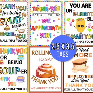 Appreciation Tags, Employee Appreciation Tags, Staff Appreciation Tags, Appreciation Food Tags Bundle, Appreciation Week Tags, Thank You Tag