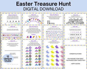 Indoor Easter Treasure Hunt For Older Kids, Easter Scavenger Hunt, Treasure Hunt Easter Clues, Kids Easter Escape Room Puzzles