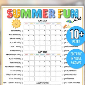 Editable Summer Calendar Poster, Summer Bucket List, Summer Checklist, Summer Break Ideas, Summer Activities, Kids Summer Calendar, Summer