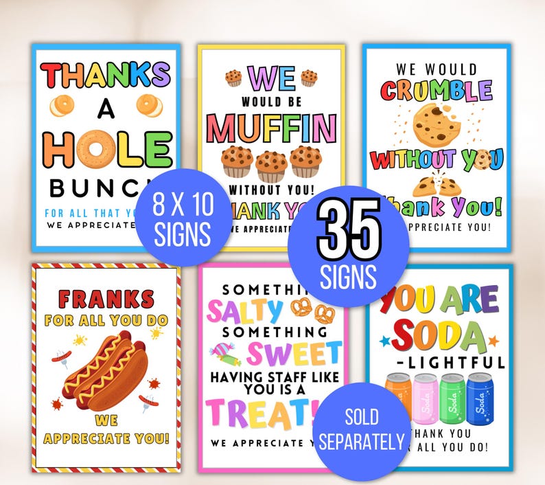 Appreciation Tags, Employee Appreciation Tags, Staff Appreciation Tags, Appreciation Food Tags Bundle, Appreciation Week Tags, Thank You Tag