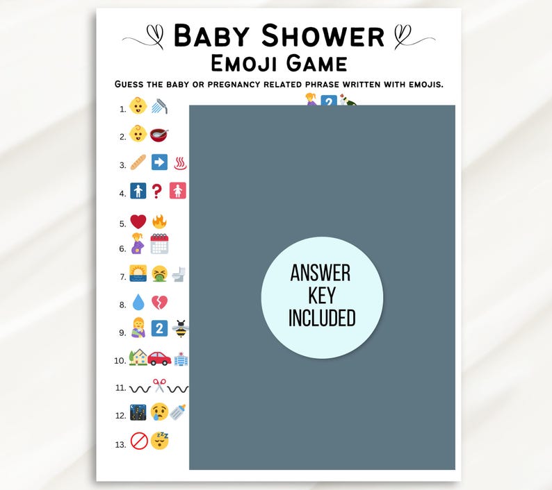 Baby Shower Emoji Game, Emoji Baby Shower Game, Baby Emoji Game, Baby Phrases Emoji Game, Baby Shower Games Printable, Emoji Baby Sprinkle
