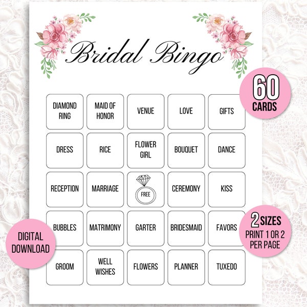 Bridal Shower Bingo Etsy