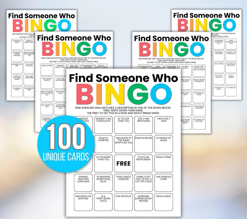 Conheça-se Bingo, Encontre alguém que faça Bingo, Encontre o convidado Bingo, Bingo quebra-gelo, Jogo quebra-gelo, Atividade quebra-gelo, Bingo em sala de aula imagem 6