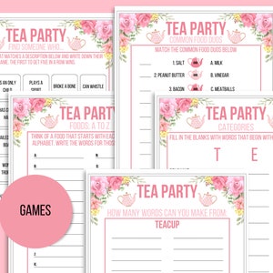Tea Party Games Printable Bundle, Tea Party Activities, Ladies Tea ...