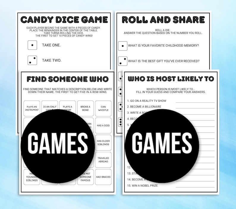 Icebreaker Games, Ice Breaker Games, Team Building Game, Roll and Tell Game, Getting to Know You Game, Icebreaker Questions, Happy Hour Game