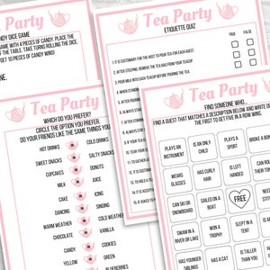 Tea Party Games Printable, Tea Party Activities, Girls Tea Party Games ...